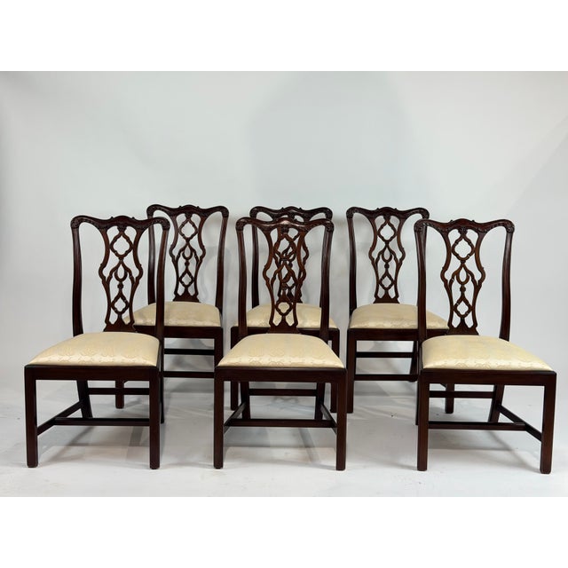Late 20th Century Henkel Harris Three-Leg Double Pedestal Dining Table Set With 8 Chairs For Sale - Image 11 of 12