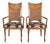 William Doezema for Mastercraft Mid-Century Modern Hollywood Regency Burl Wood and Cane Back Armchairs, Pair For Sale