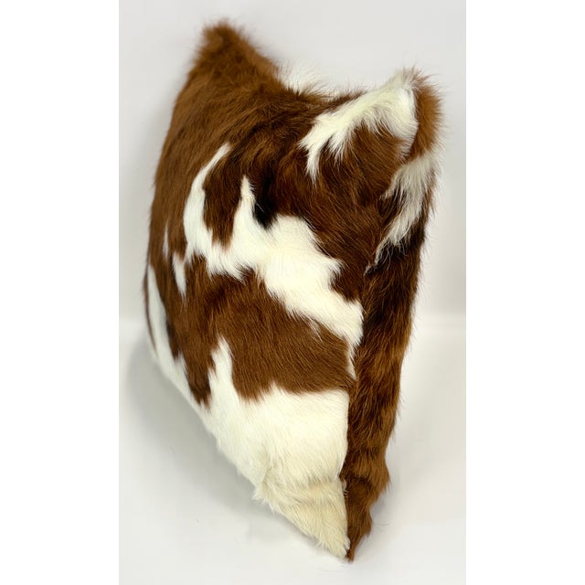 Modern 18x18 Tri-Color Premium Long-Haired Colombian Cowhide Pillow Cover – Handcrafted by Pablo Sota Designs For Sale - Image 3 of 11