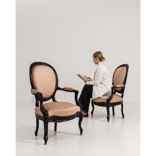 Wood Pair Of Louis Philippe Armchairs For Sale - Image 7 of 12