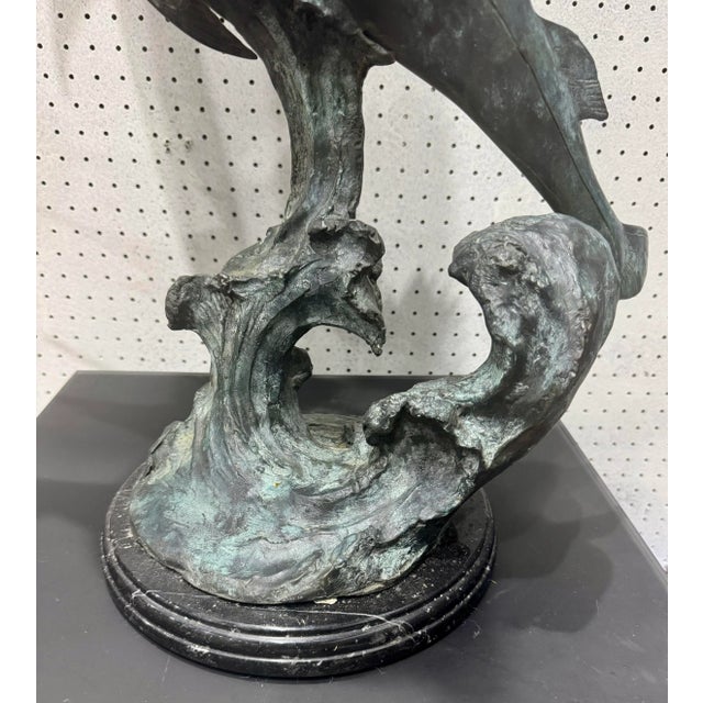 Late 20th Century Large 51” Solid Bronze Marlin Sailfish Big Game Fishing Sculpture For Sale - Image 12 of 12