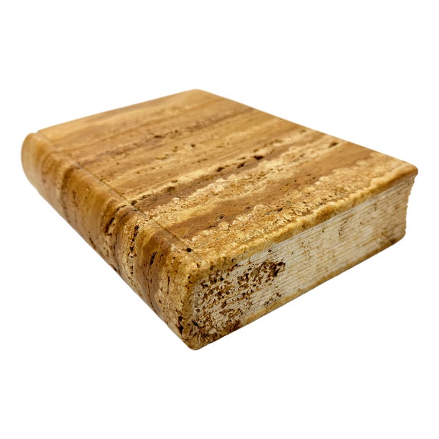 Italian Travertine Bookend in the Shape of Book attributed to Fratelli Manelli, 1960s For Sale
