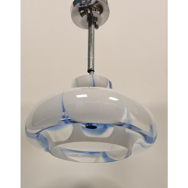 Space Age Hanging Light in Blue and White, 1980s For Sale - Image 9 of 15