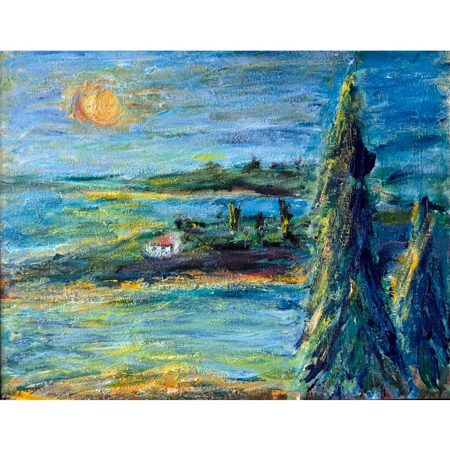 Mediterranean Atmospheric Mediterranean Landscape – Heavy Impasto Oil on Canvas For Sale - Image 3 of 6