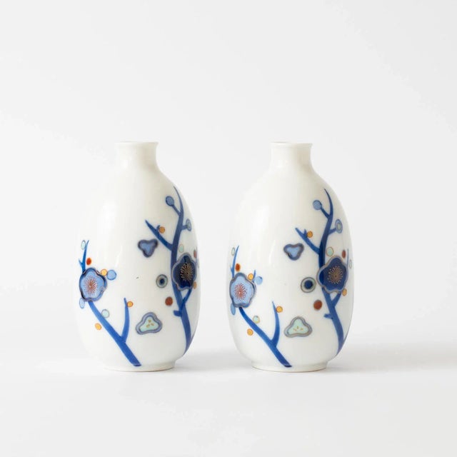 Blue Small Japanese Porcelain Vases from Koransha, 1960s, Set of 2 For Sale - Image 8 of 8