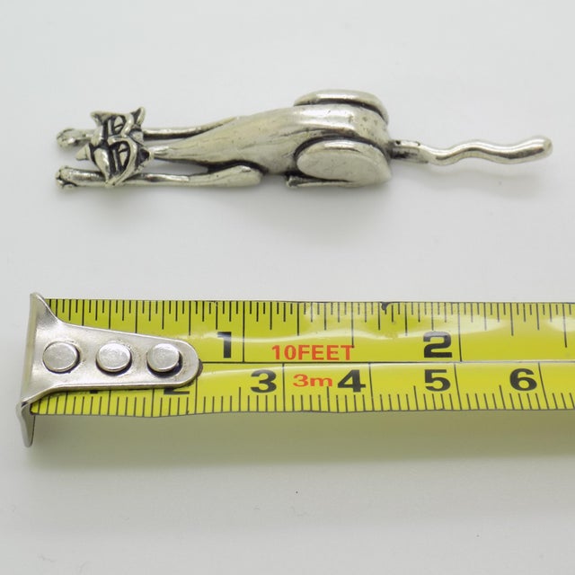 Vintage Italian Handmade Genuine Silver Stretching Cat Figurine Miniature For Sale - Image 9 of 9
