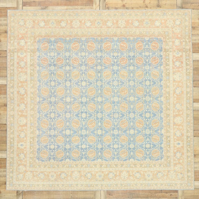 Blue Vintage Portuguese Khotan Style Rug - 09'03 X 09'07 For Sale - Image 8 of 9
