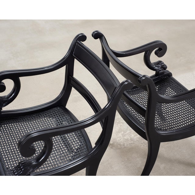 Set of Four Ralph Lauren Style Regency Caned Dining Armchairs For Sale In Sacramento - Image 6 of 18