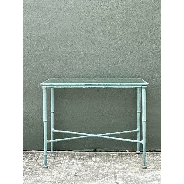 Metal Vintage Cast Aluminum Outdoor Side Table After Brown Jordan For Sale - Image 7 of 12