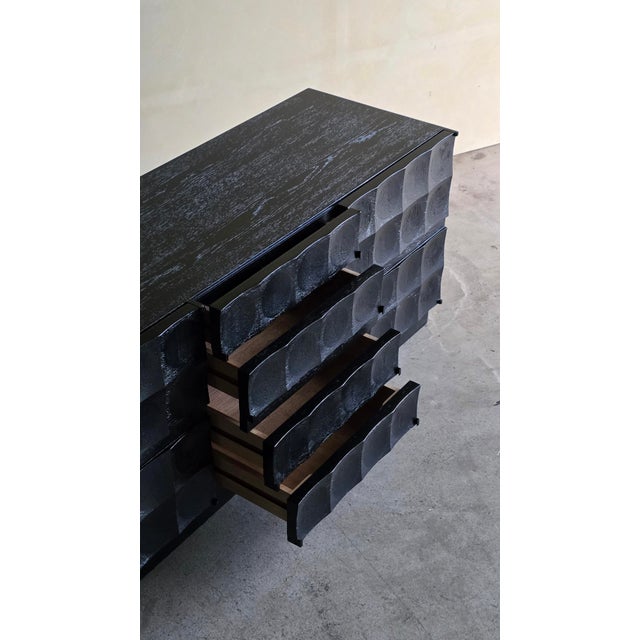 Brutalist Credenza in Black Stained Oak by J. Batenburg for MI Belgium, 1970s For Sale - Image 11 of 16