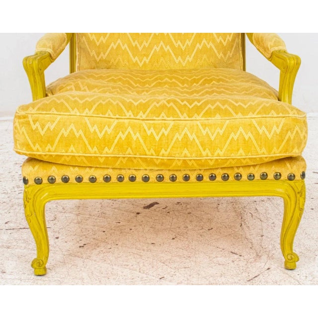 Louis XV Style Yellow Painted Upholstered Armchair For Sale In New York - Image 6 of 10