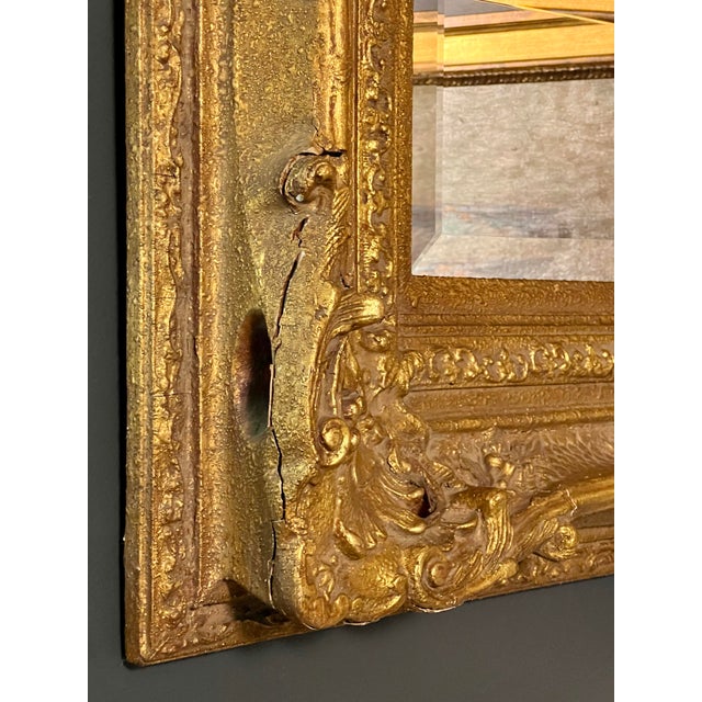 19th Century Italian Baroque Revival Beveled Mirror in a Deep Giltwood Frame For Sale - Image 9 of 17
