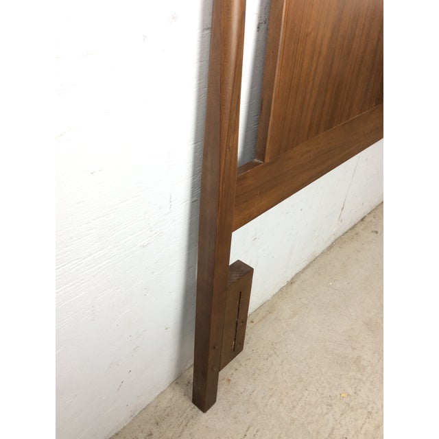 Mid Century Modern Walnut Headboard With Turned Wood Frame For Sale - Image 16 of 18