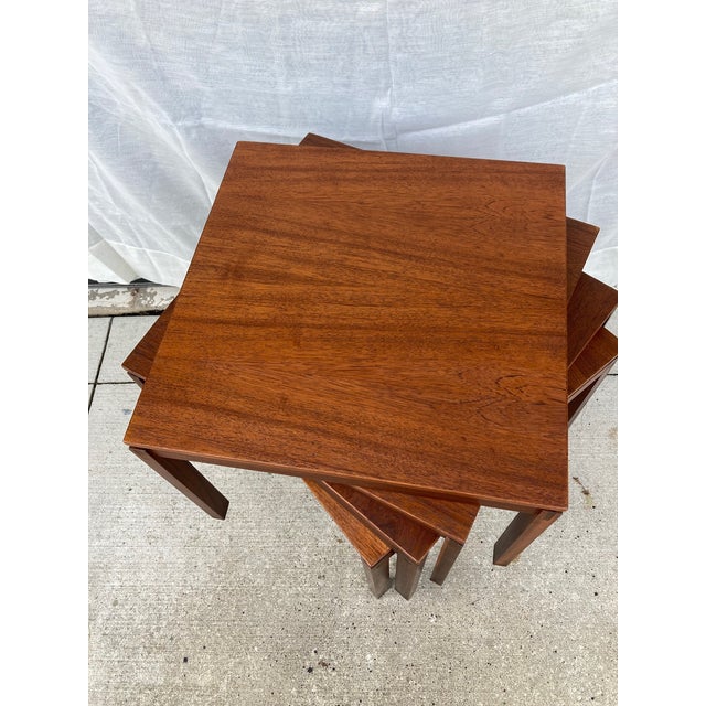 Brass Danish Hans Olsen Stacking Tables (Qty 4) For Sale - Image 8 of 9