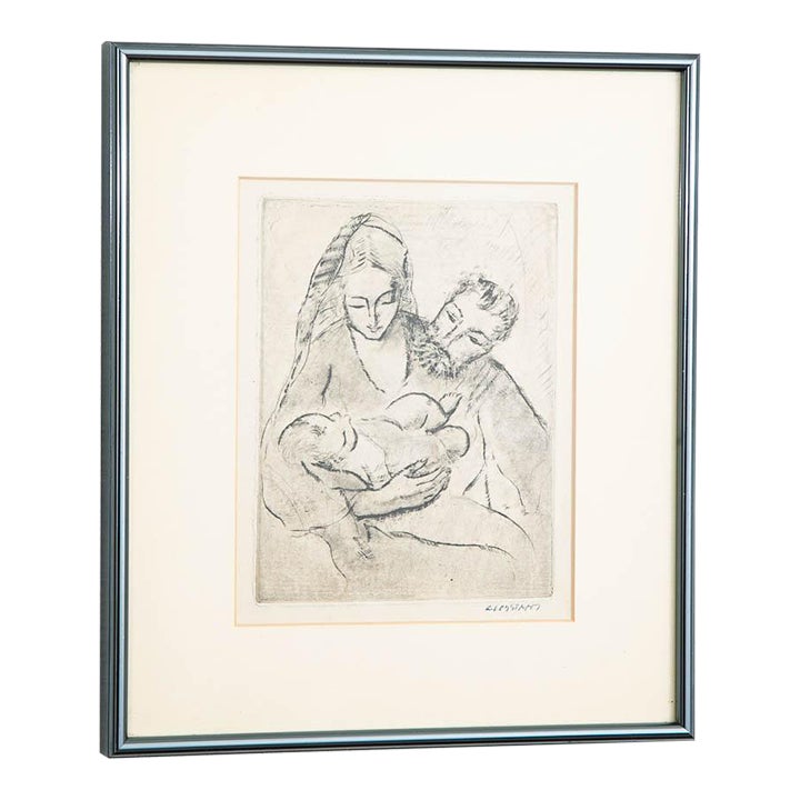 Mid Century Modern Drypoint Etching George Constant Man Woman and Child ...