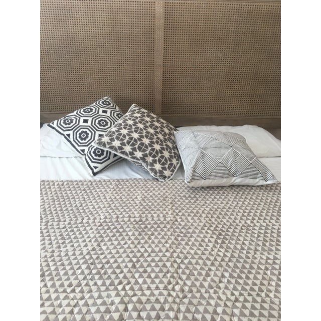 Boho Chic Reversible Mandir Queen Size Brown Cotton Quilt For Sale - Image 4 of 5