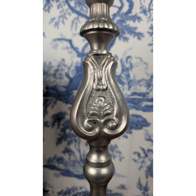 Pewter Candlesticks with Rococo Decoration, Set of 2 For Sale - Image 10 of 13