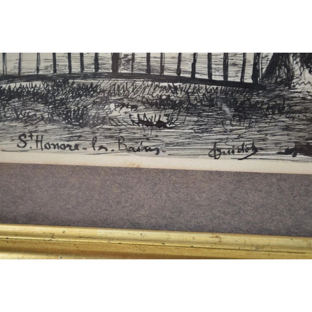 Paper French School From the Beginning of the 20th Century. Ink Drawing Representing the Village of “St-Honore-Les-Bains”, Signed For Sale - Image 7 of 9