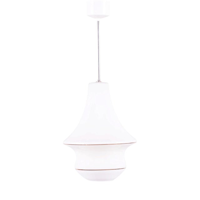 Art Deco Chandelier in Opal Glass, Czech, 1940s For Sale