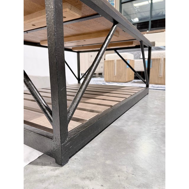 Wood Ethan Allen Beam Industrial Modern Coffee Table For Sale - Image 7 of 8