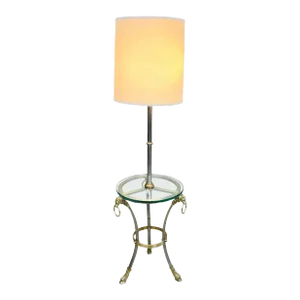 Maison Jansen Style Rams Head Brass & Brushed Nickel Floor Lamp