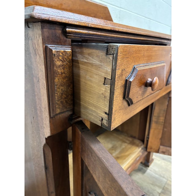 Brown Antique Victorian Burled Carved Cabinet Washstand Commode For Sale - Image 8 of 10