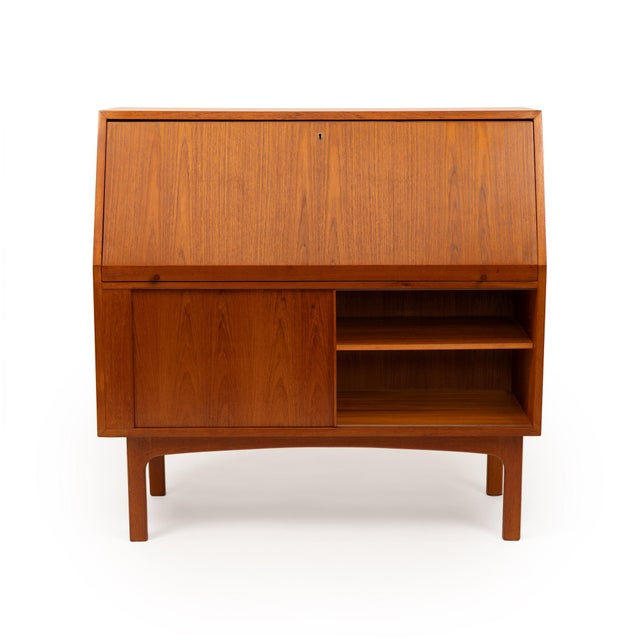 Bernhard Pedersen & Son Vintage Danish Mid-Century Teak Secretary Desk by Bernhard Pedersen & Sons For Sale - Image 4 of 12