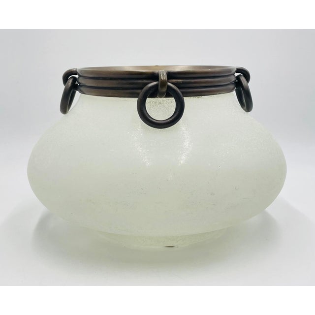 Seguso 1980s Seguso Murano Scavo Glass & Bronze Center Bowl Signed, Italian Modernism For Sale - Image 4 of 18