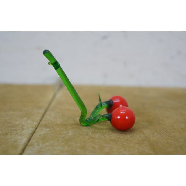 Mid 20th Century Hand Blown Glass Cherry Name Place Card Holder Table Settings - Set of 6 For Sale - Image 4 of 10
