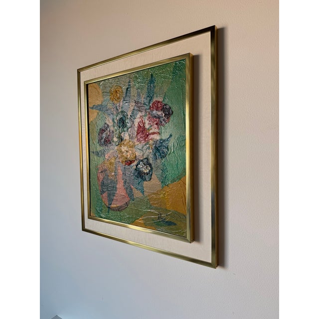 1980s Rhonda Mixed Media Floral Still Life Oil on Canvas Painting – Signed For Sale - Image 4 of 12