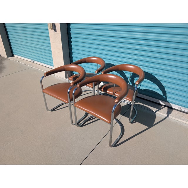 Mid Century Cantilevered Ss33 Dining Armchairs attributed to Anton Lorenz for Thonet, C1970s For Sale - Image 9 of 17