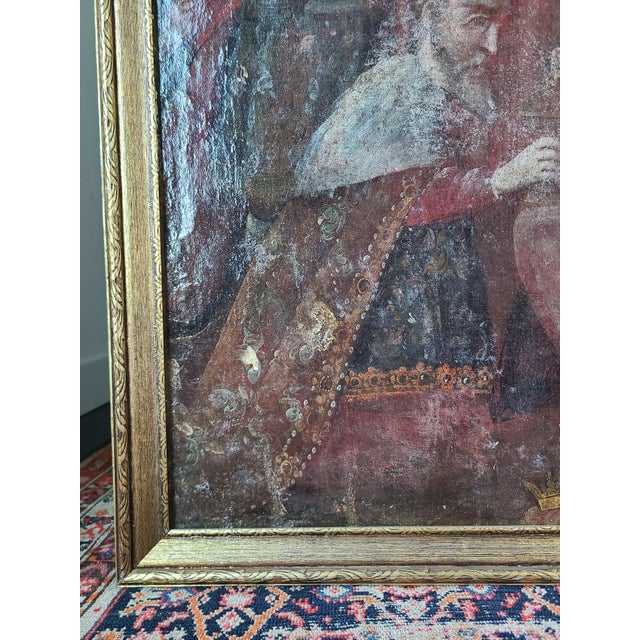 Antique 18th Century Religious Cuzco Oil Painting the Adoration of the Magi For Sale - Image 9 of 18