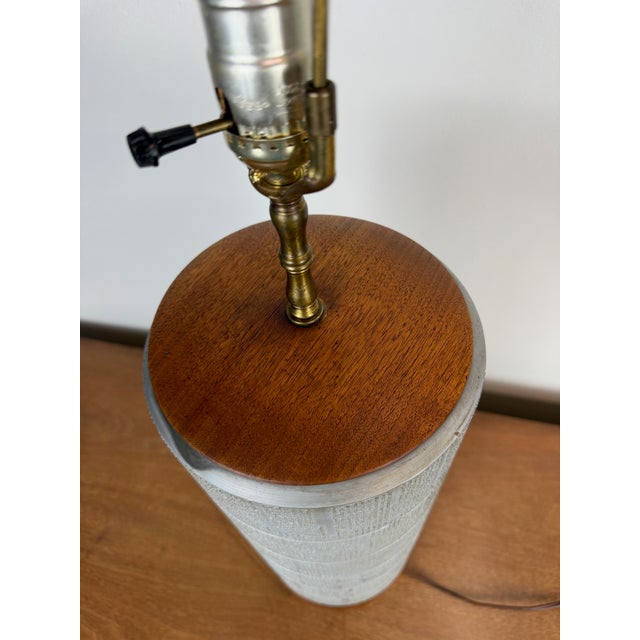 1960s Mid-Century Modern Wall Street Journal Printing Plate Walnut and Metal Table Lamp For Sale - Image 9 of 10
