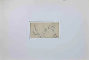 Henri Félix Emmanuel Philippoteaux, Figures of Men, Pencil Drawing, Mid-19th Century