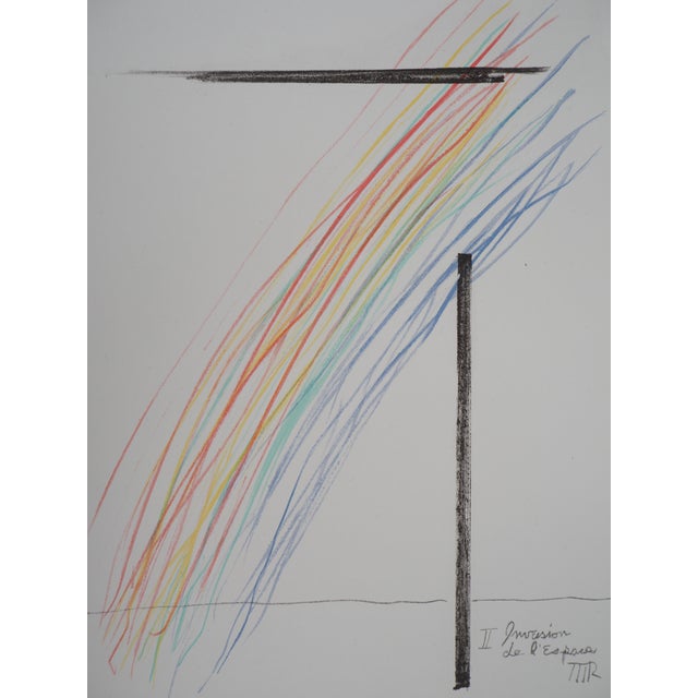 Man ray (emmanuel radnitsky, known as) (1890-1976) space invasion original color lithograph on thick paper, 24 x 31 cm...