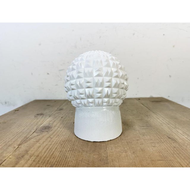 Industrial Vintage White Porcelain Wall Light, 1970s For Sale - Image 3 of 12