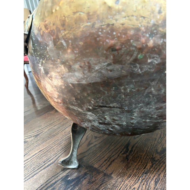 Large Antique English Brass Log Bin Planter For Sale - Image 4 of 6