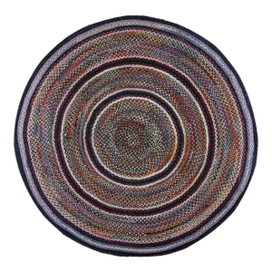 1930s Multicolor Geometric Folk Art Antique American Braided Rug 9'10'' X 9'10'' Oval Carpet