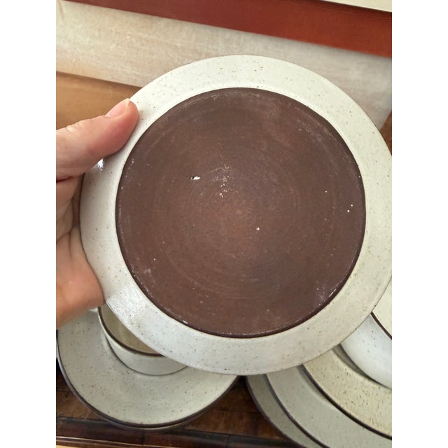 1960s Zaalberg Holland Speckled Stoneware Cups and Saucers - Set of Nine (9) For Sale - Image 11 of 12