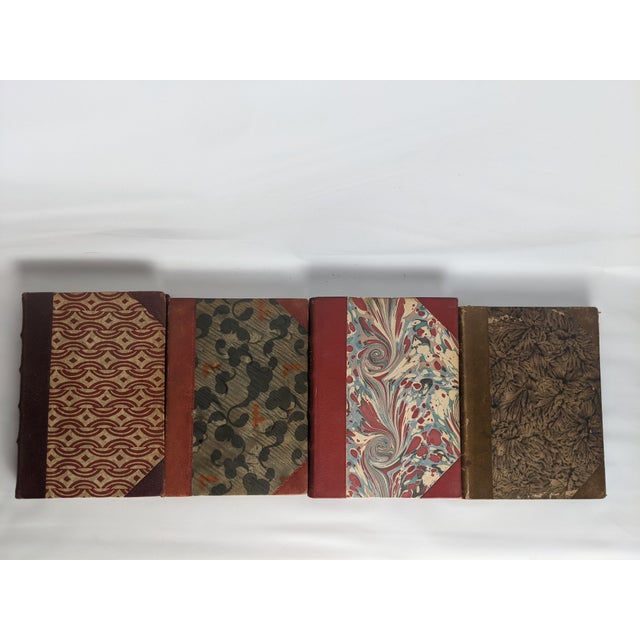 Antique Scandinavian Library Set of 7 – Brown, Burgundy & Cognac Leather Books For Sale - Image 15 of 16