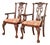 Ethan Allen Chippendale Carved Mahogany Armchairs or Dining Captain Chairs, Pair For Sale