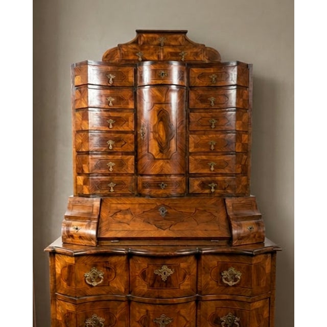 Mid 18th Century Antique Baroque Italian Secretaire À Abattant 1750 For Sale - Image 5 of 7