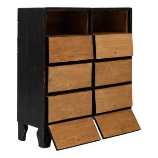 Mid 20th Century French Black Patinated Wooden Chest Of Drawers For Sale