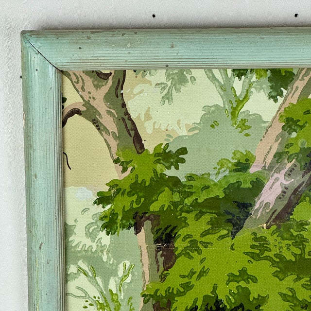 Mid 20th Century Decorative Vintage Wall Art of Framed & Famed Hunting & Fishing Wallpaper Scene For Sale - Image 5 of 5