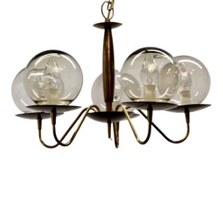 1960s Mid Century 5 Arm Bronze Chandelier For Sale