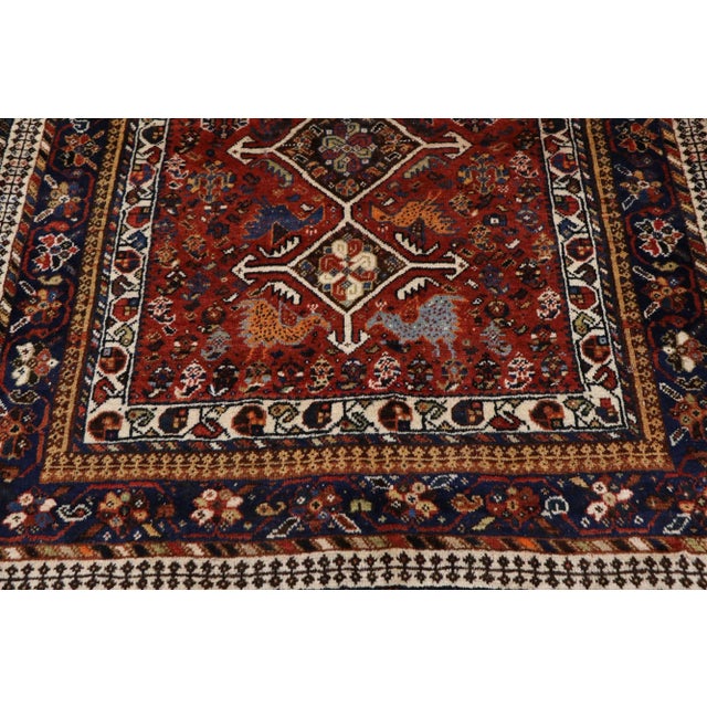 Vintage Persian Shiraz Rug - 04'01 X 05'07 For Sale - Image 4 of 9