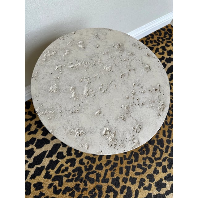 Postmodern Vintage 1980’s Neoclassic Fluted Plaster Pedestal Side Table For Sale - Image 3 of 12