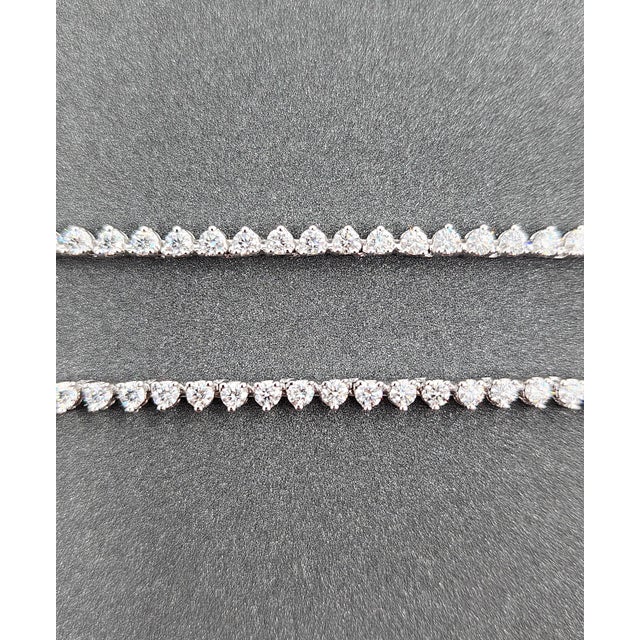 Metal 5.73 Ct 3-Prong Diamond Tennis Necklace For Sale - Image 7 of 8