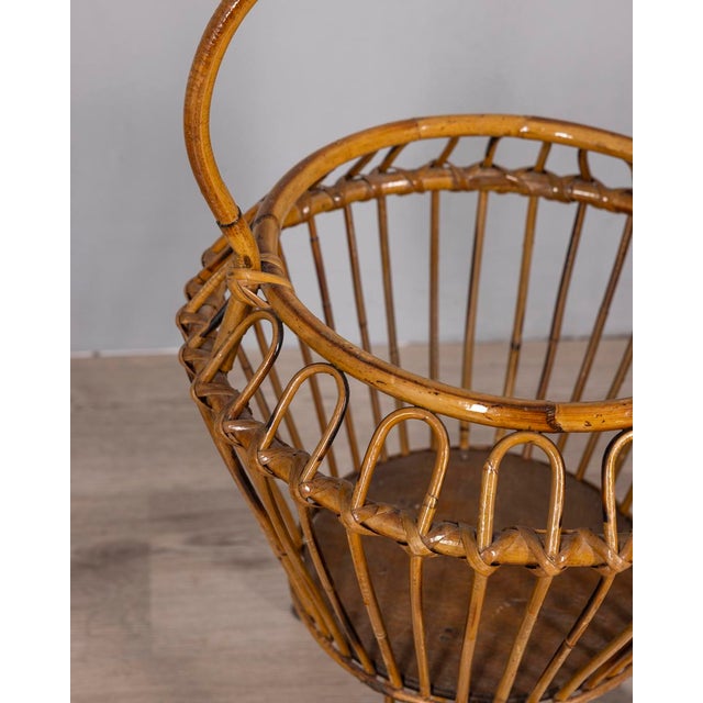 Vintage Italian Bamboo and Wicker Basket, 1960s For Sale - Image 6 of 8