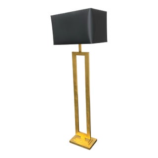 Restoration Hardware Clarke Open Brass Rectangle Floor Lamp For Sale